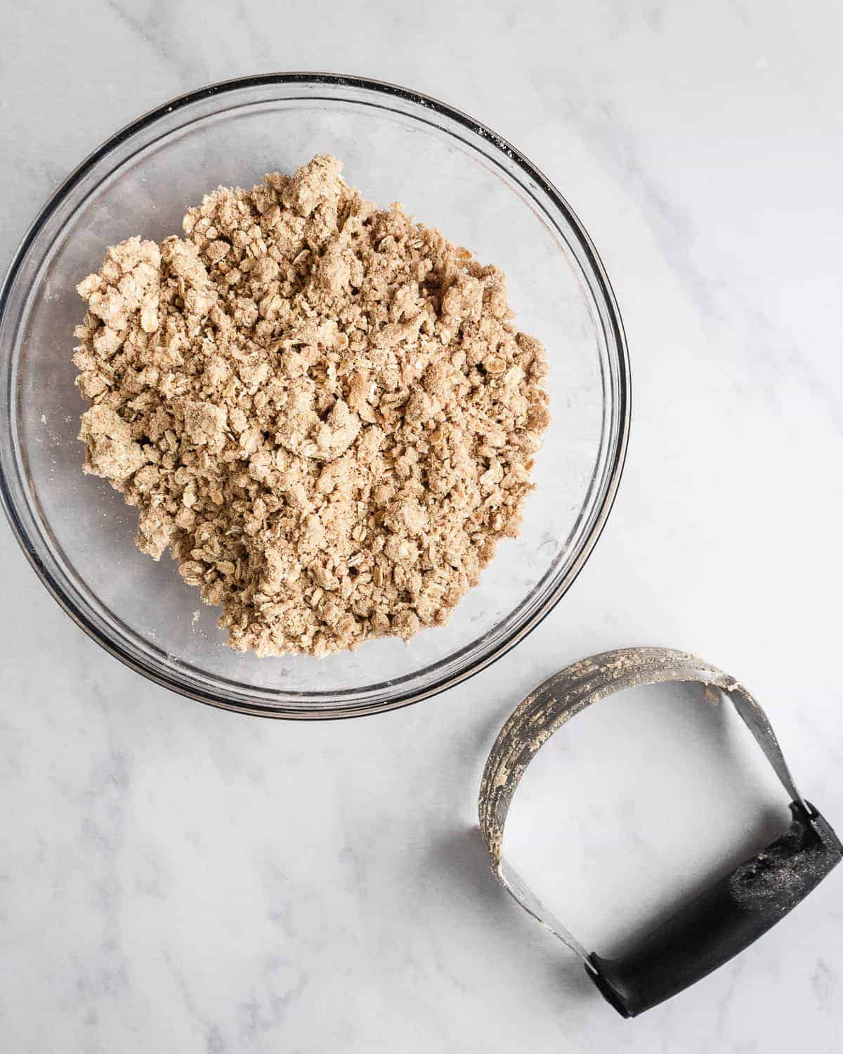 Used pastry cutter to make streusel topping