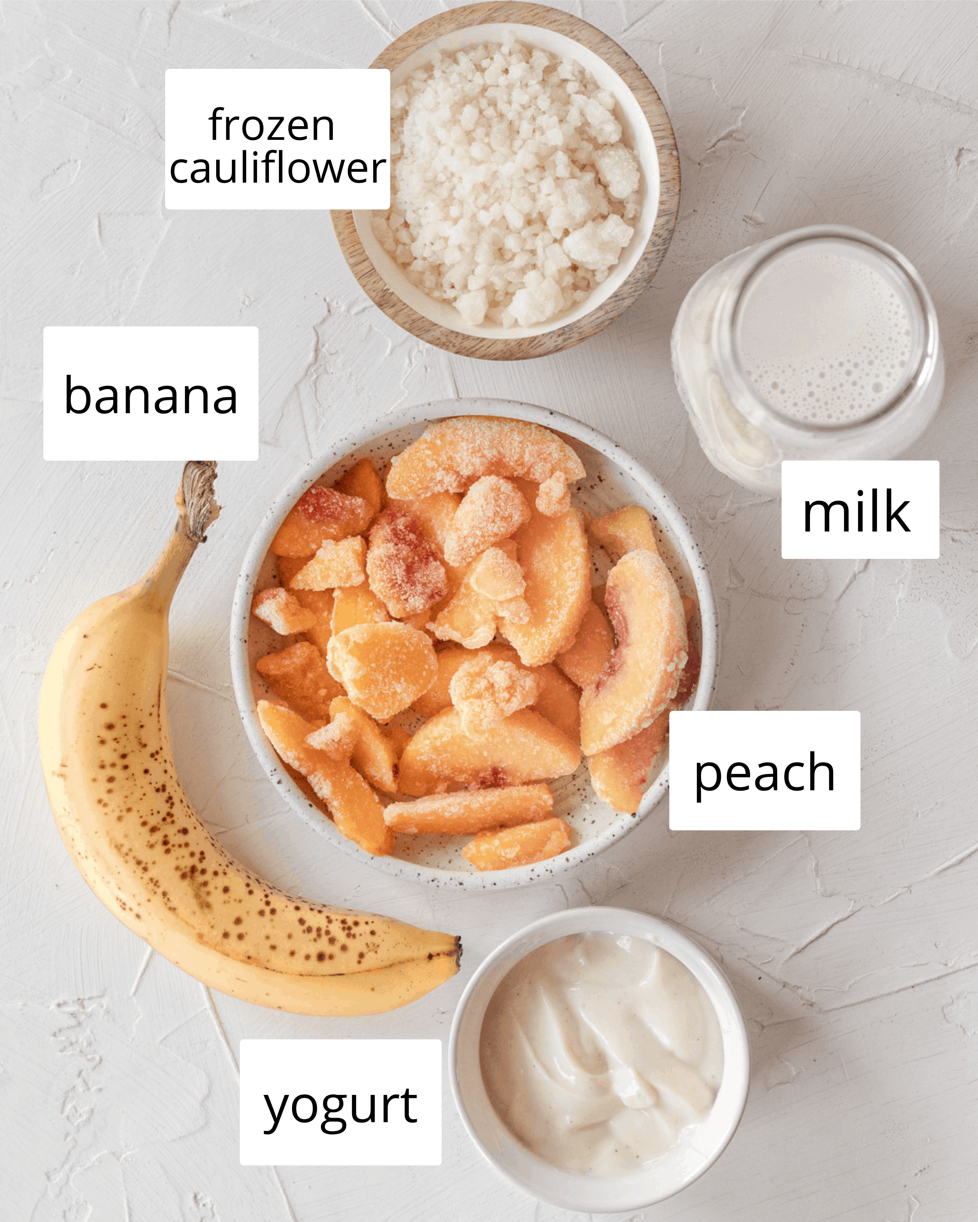 ingredients needed for this banana peach smoothie