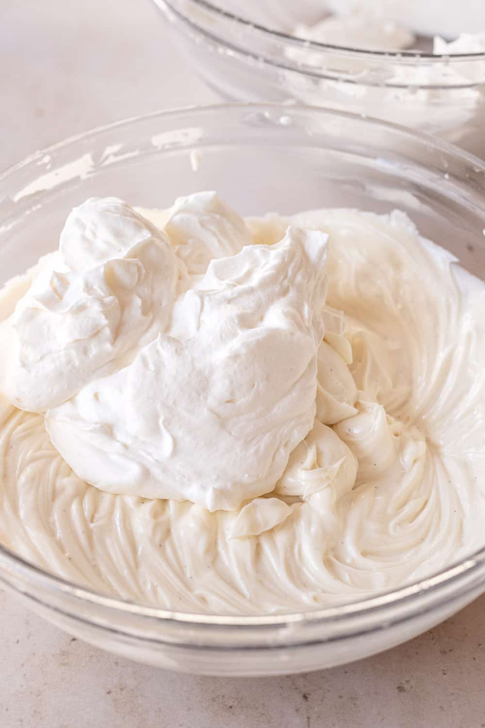 whipped cream in the cream cheese mixture before folding it in