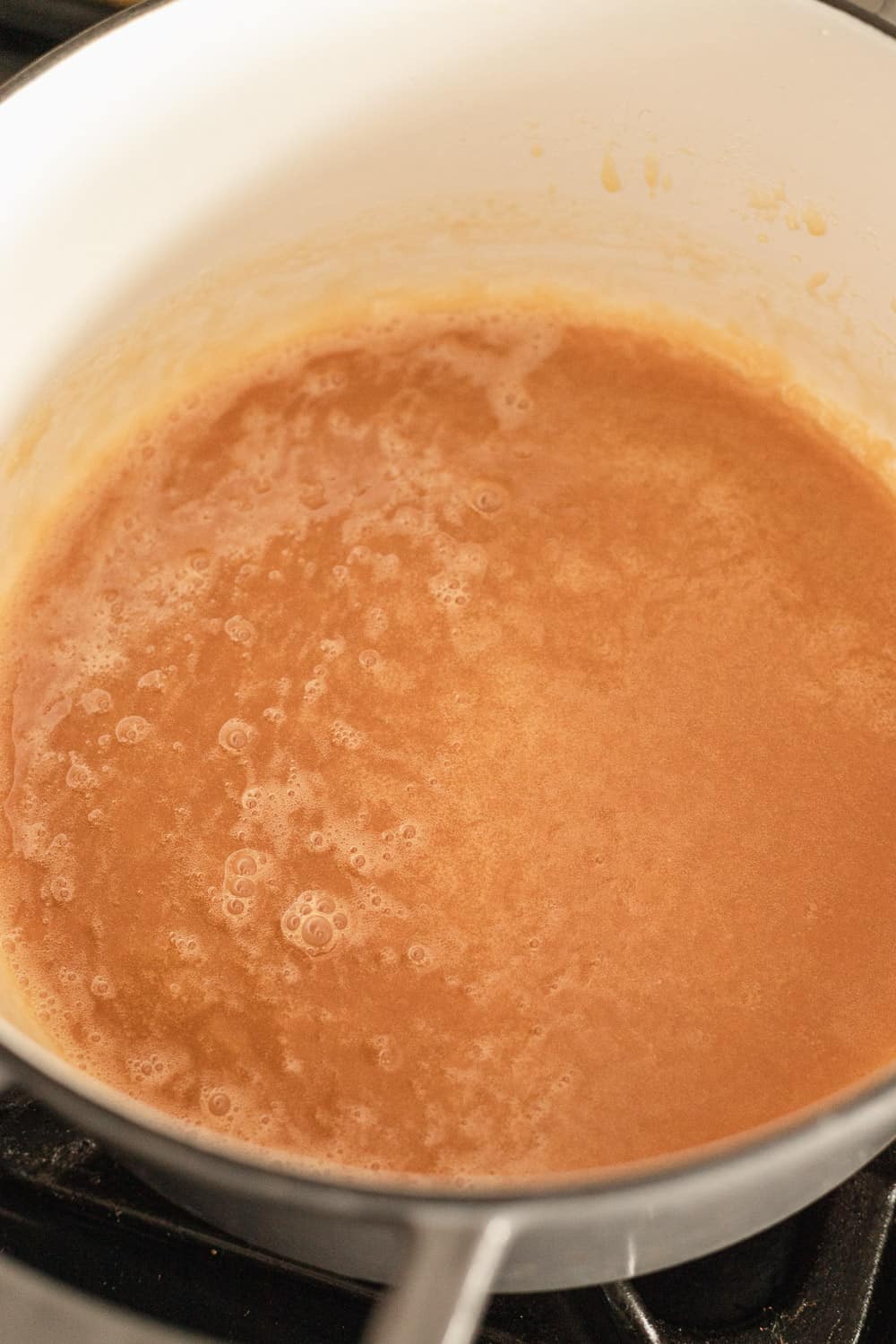the caramel after it is done in the pot