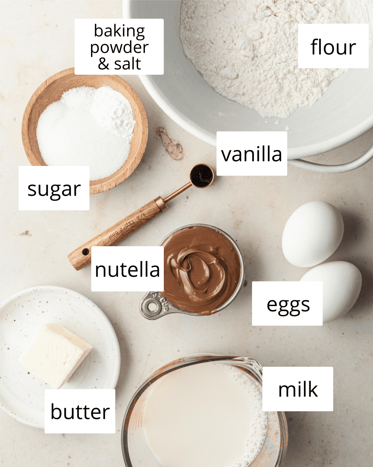 ingredients needed to make nutella waffles
