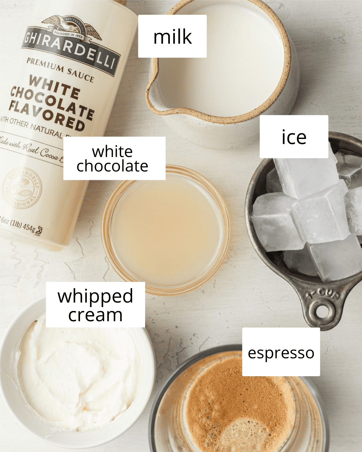 ingredients needed to make iced white mocha