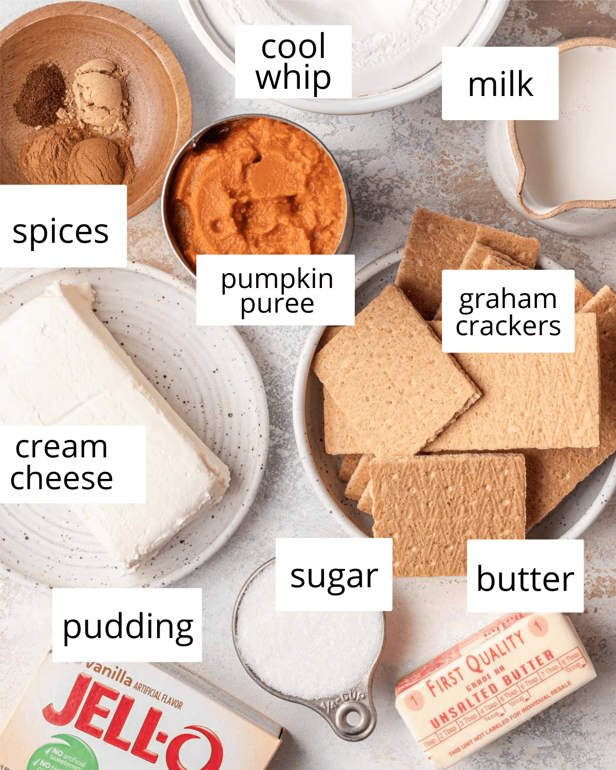 ingredients needed to make no0bake pumpkin pie