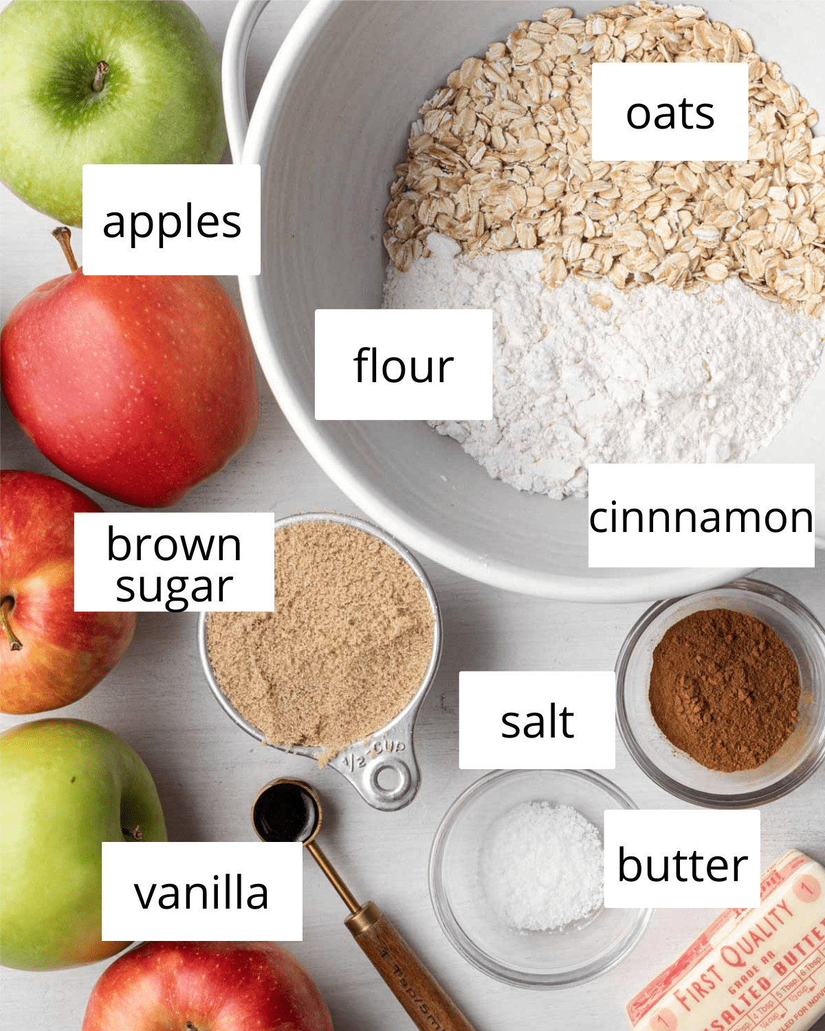 ingredients needed to make skillet apple crisp