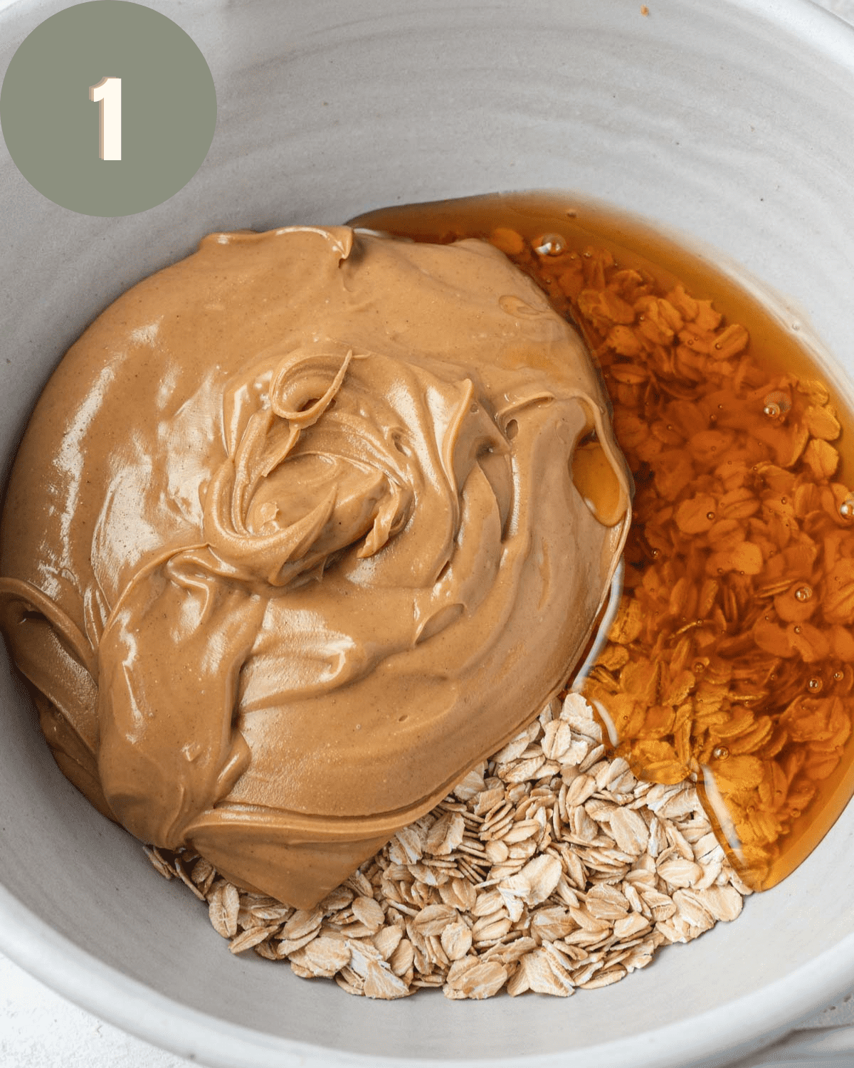 oats, peanut butter, and honey in a mixing bowl