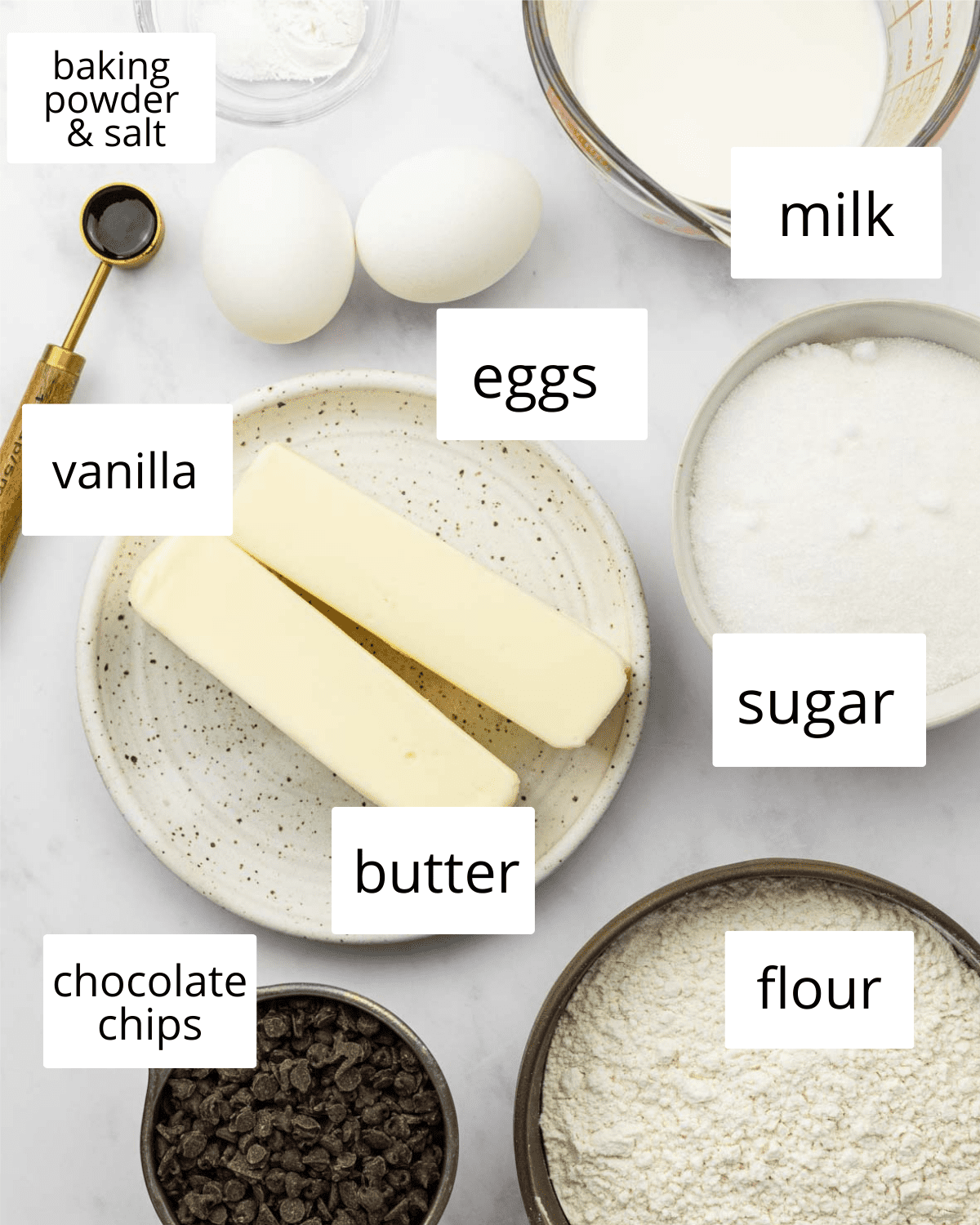ingredients needed to make chocolate chip loaf cake
