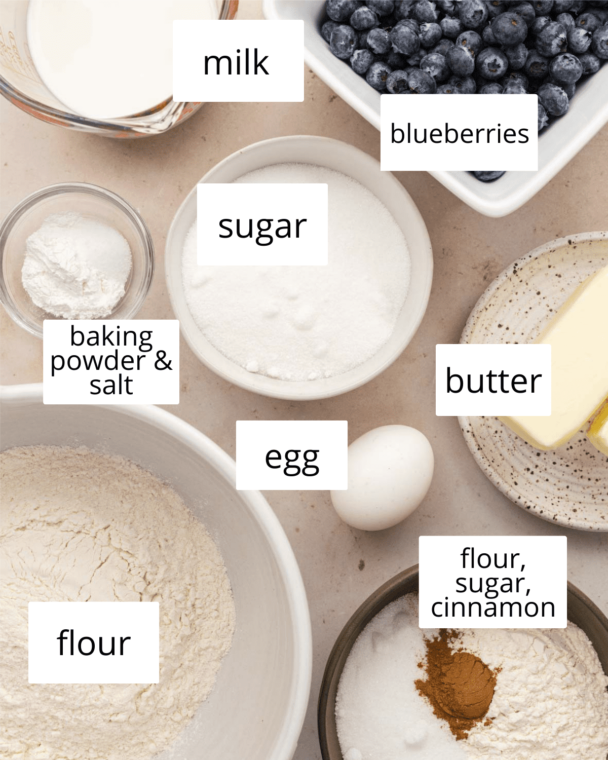 ingredients needed to make blueberry buckle coffee cake