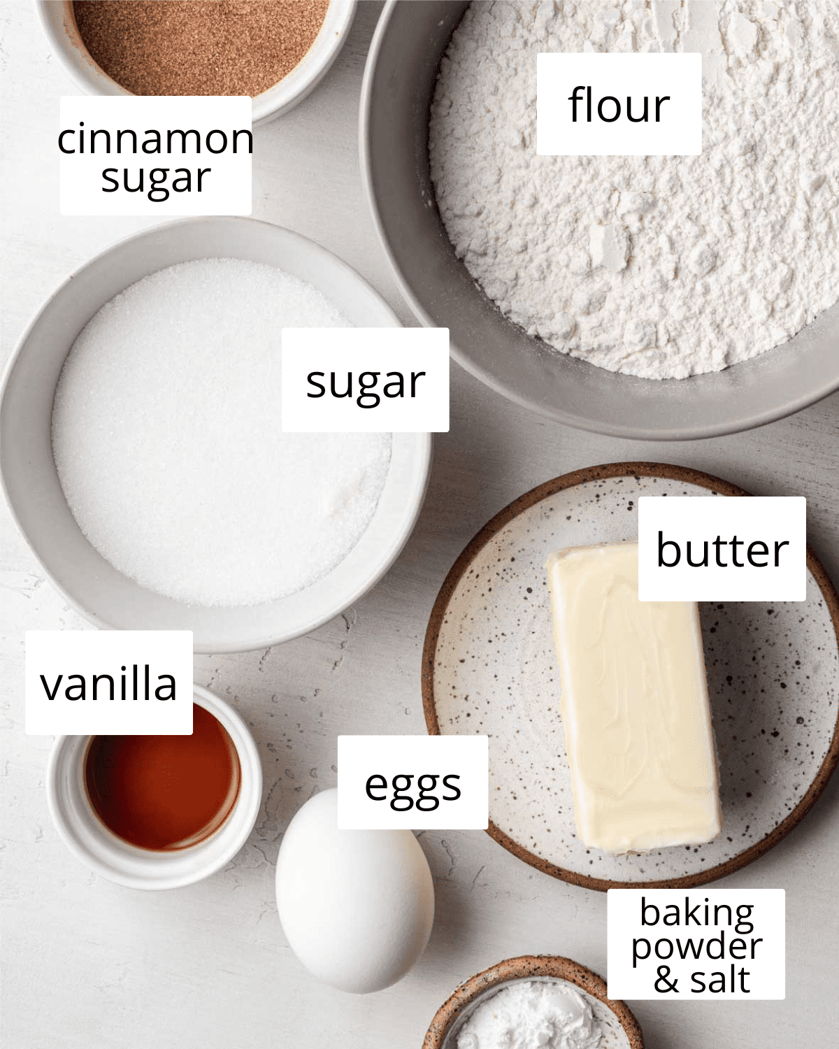 Ingredients needed to make Snickerdoodle cookies without Cream of Tartar.