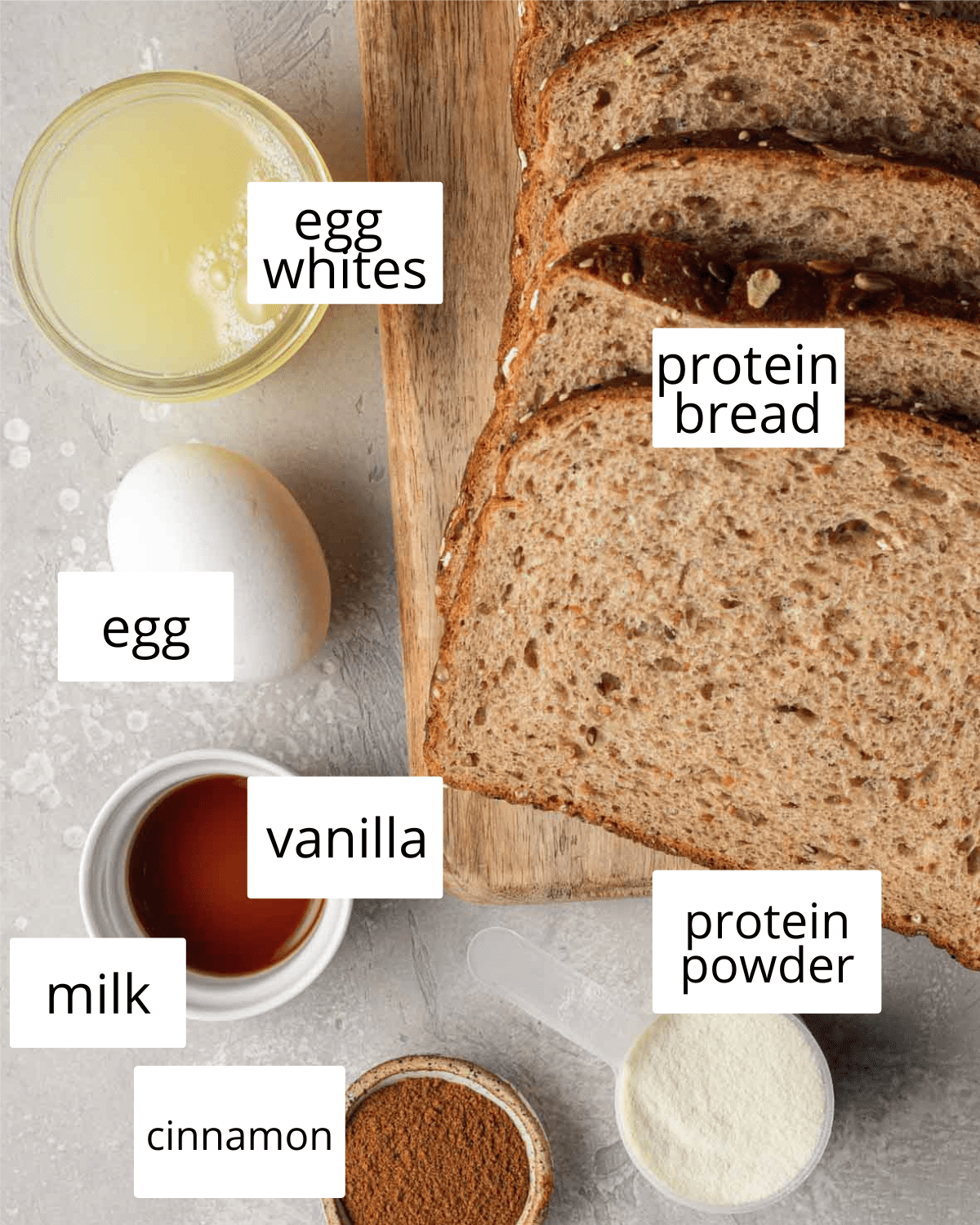 Ingredients to make protein french toast.