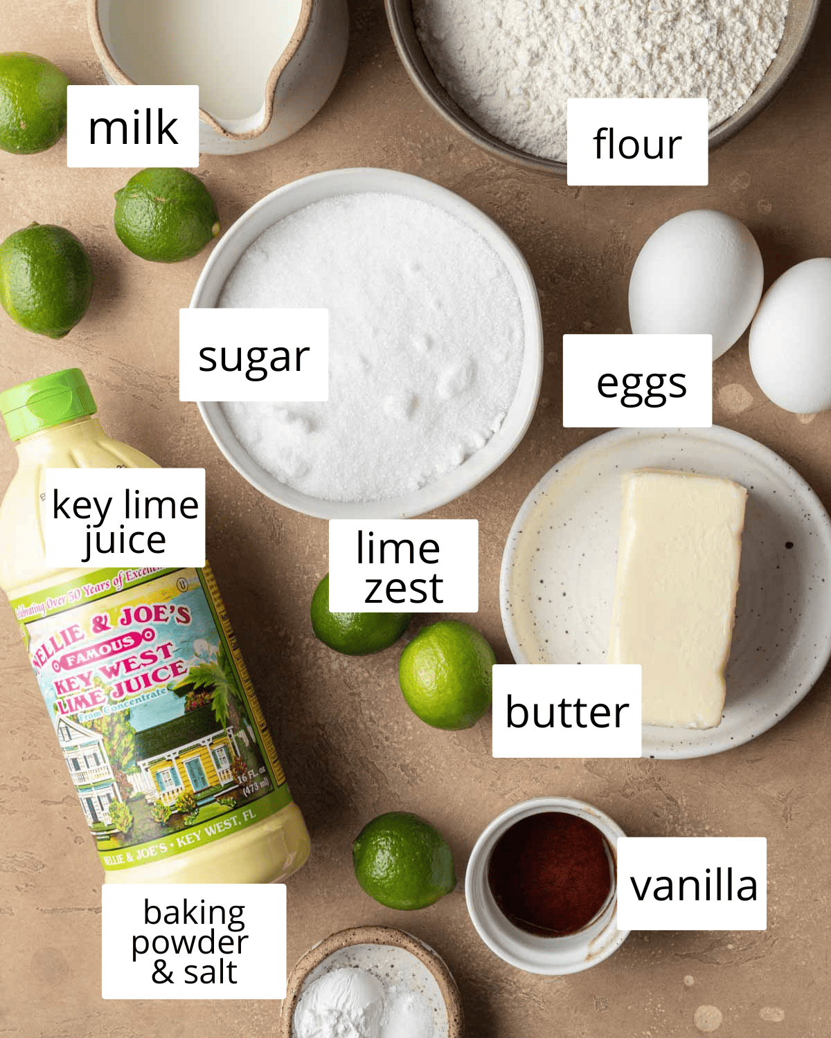 ingredients needed to make key lime cupcakes