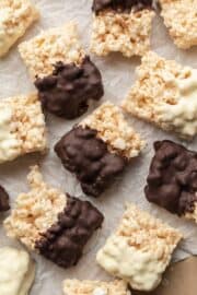Chocolate Dipped Rice Krispie Treats - Bake & Bacon
