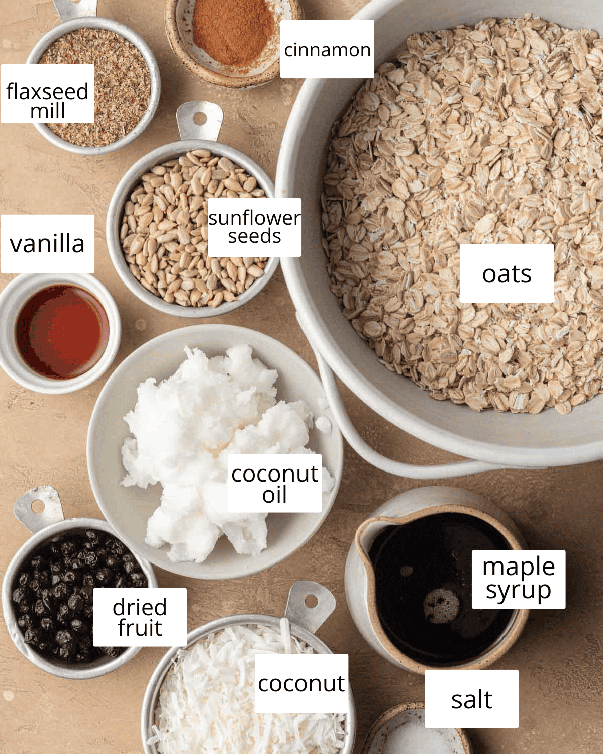 ingredients needed to make homemade granola.