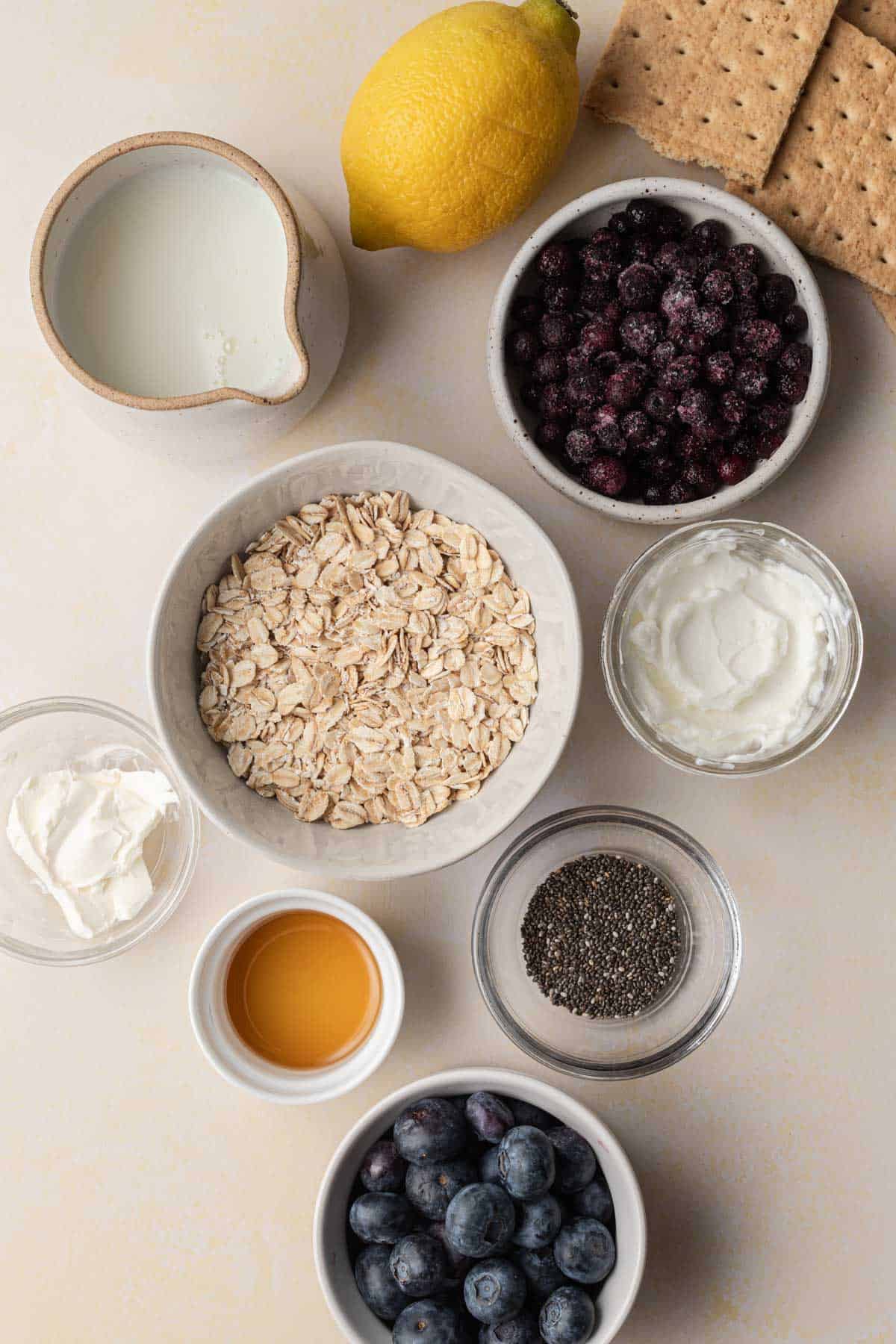 ingredients needed for blueberry cheesecake overnight oats