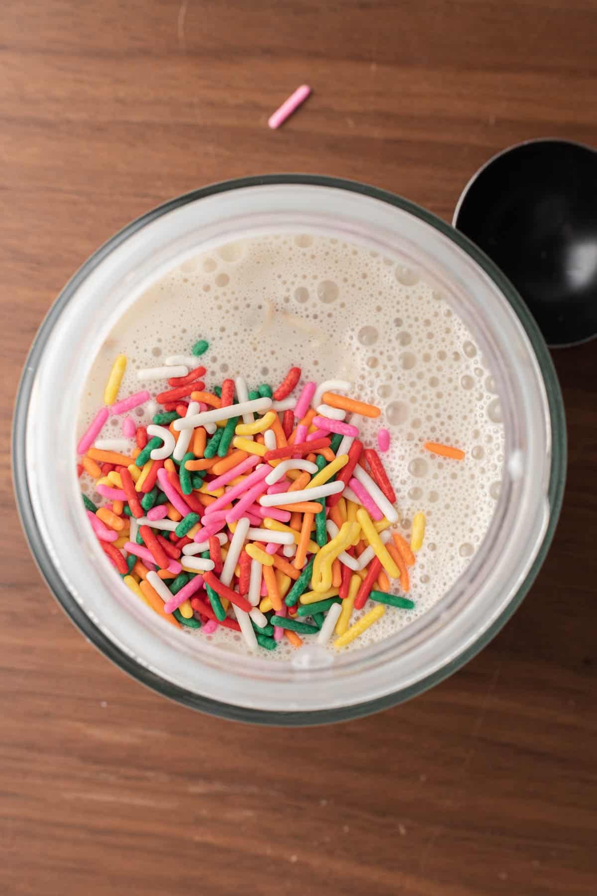 sprinkles added into the oatmeal mixture before letting it sit in the fridge.