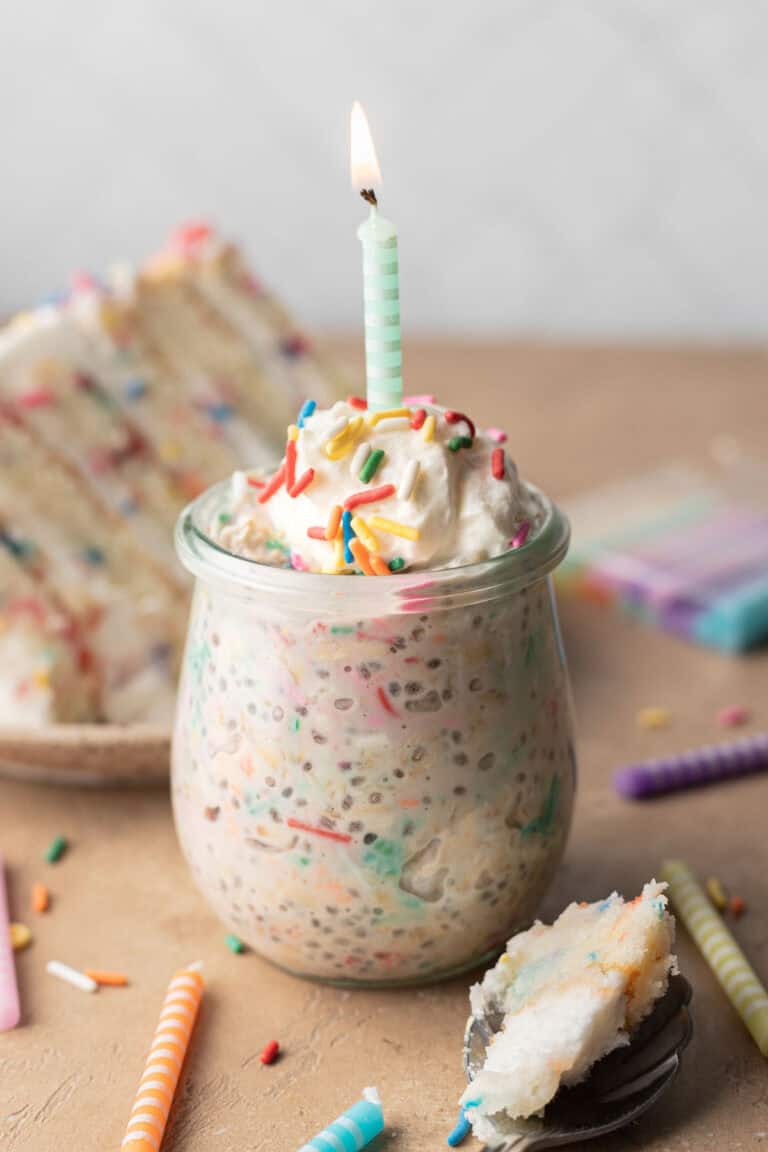 Festive & Fun Birthday Cake Overnight Oats - Bake & Bacon